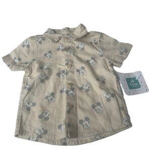 Boys Disney Baby Button-Up Shirt Size 12M Mickey Mouse linen